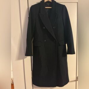 Elegant Black Double-Breasted Women's Coat